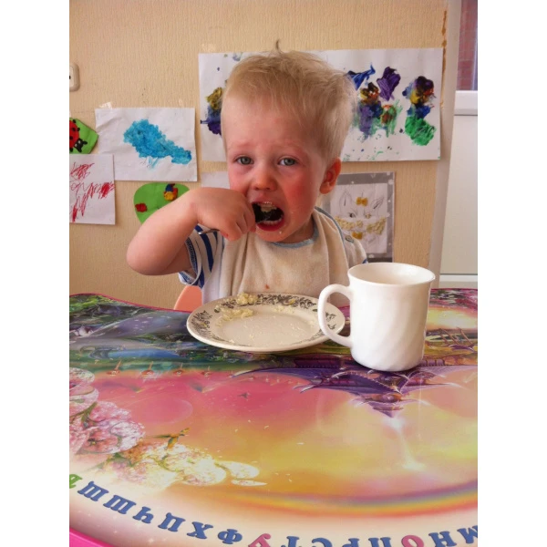 Egor is having his traditional omelet, 2014