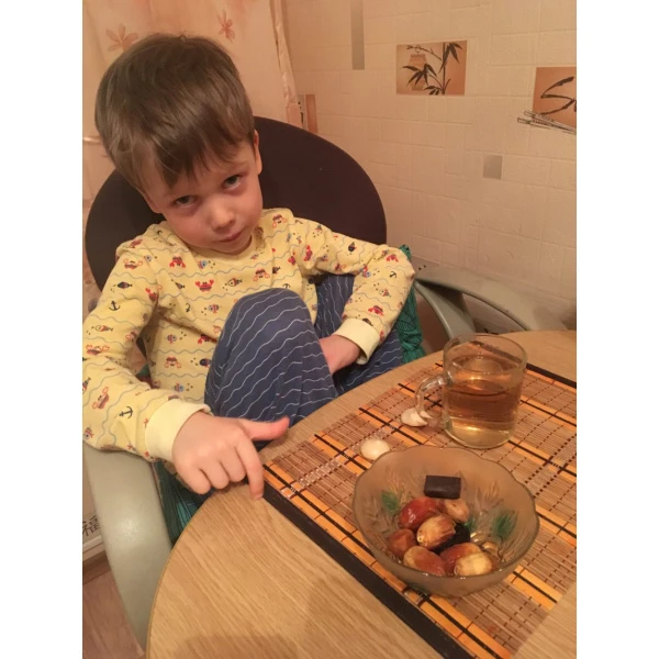 Enjoying a cup of herbal tea with tasty things, Sochi, 2019