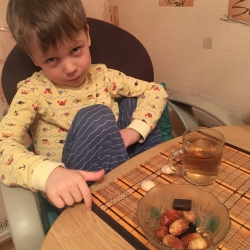 Enjoying a cup of herbal tea with tasty things, Sochi, 2019